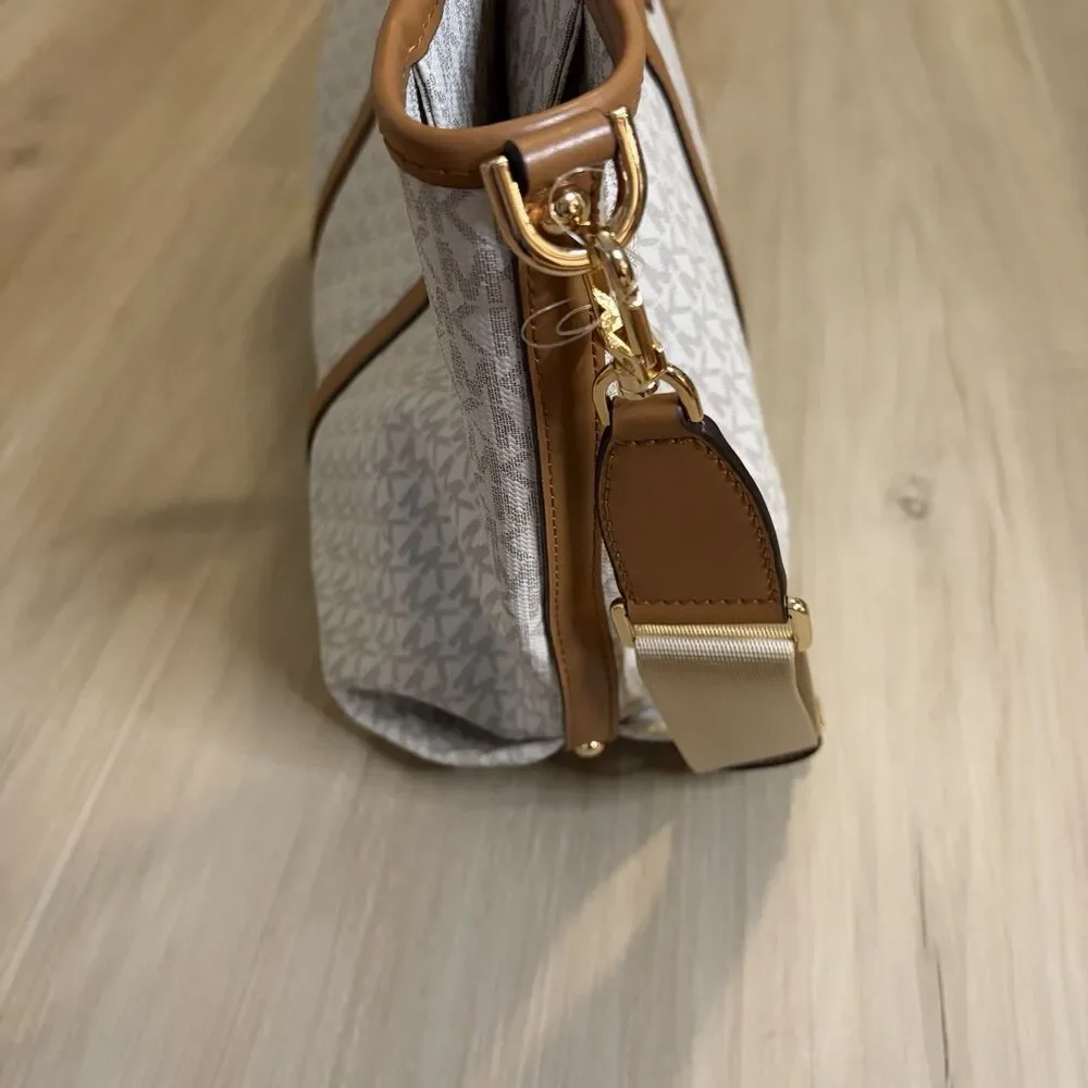 MICHAEL KORS Beck Signature Convertible Tote Bag Vanilla 30T0GKNT1B